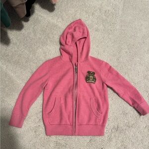 Pink Kids Hoodie with Bear Patch